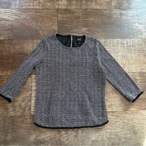 Anthro W5 knit tassel black and white chevron sweater